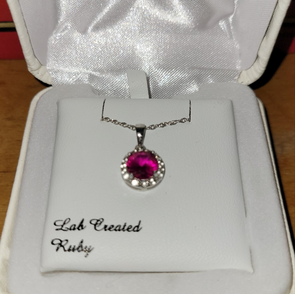 Lab Created Ruby Necklace - image 1